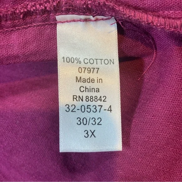 Woman Within Burgundy Corduroy Cotton 3X Swing Coat Jacket Lagenlook pockets - Picture 6 of 8